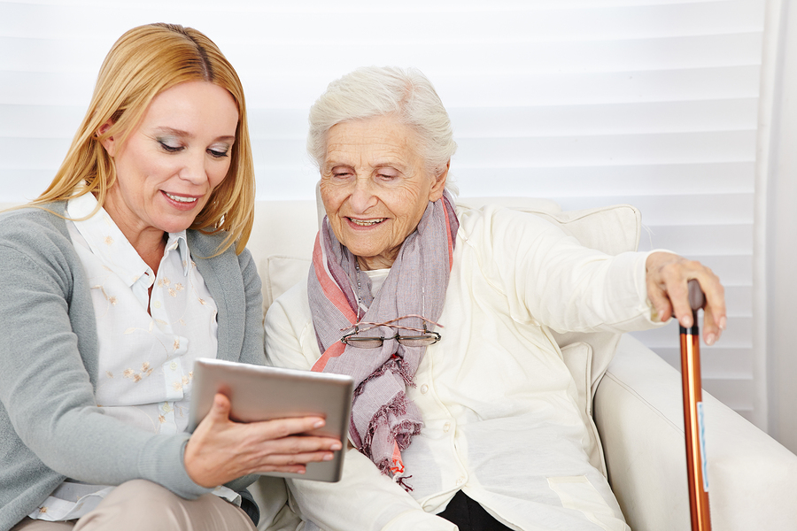 Elder care providers can help seniors use technology and listen to audiobooks.